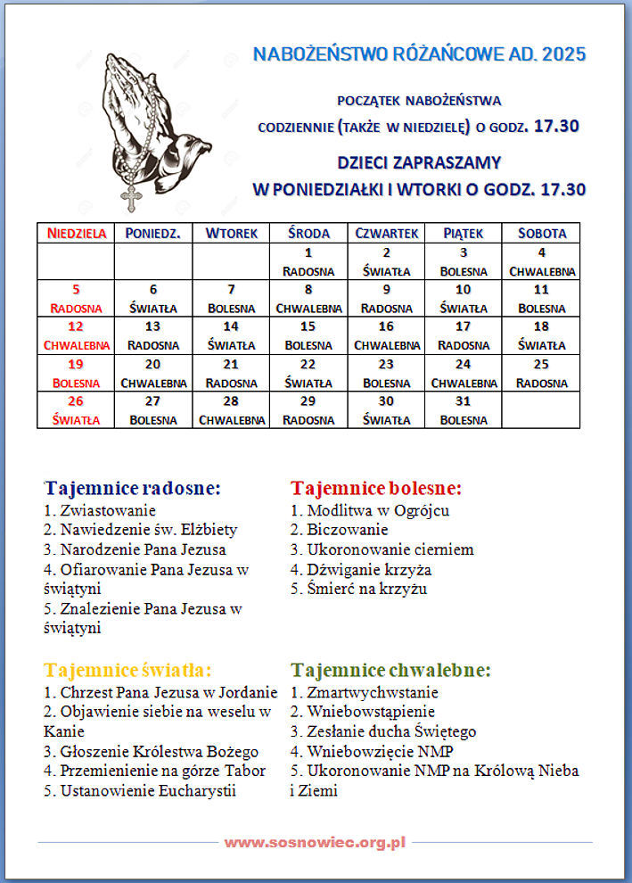 Różańcowe kalendarium na październik