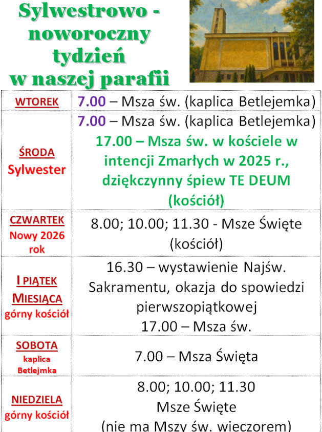 Tydzień w naszej parafii