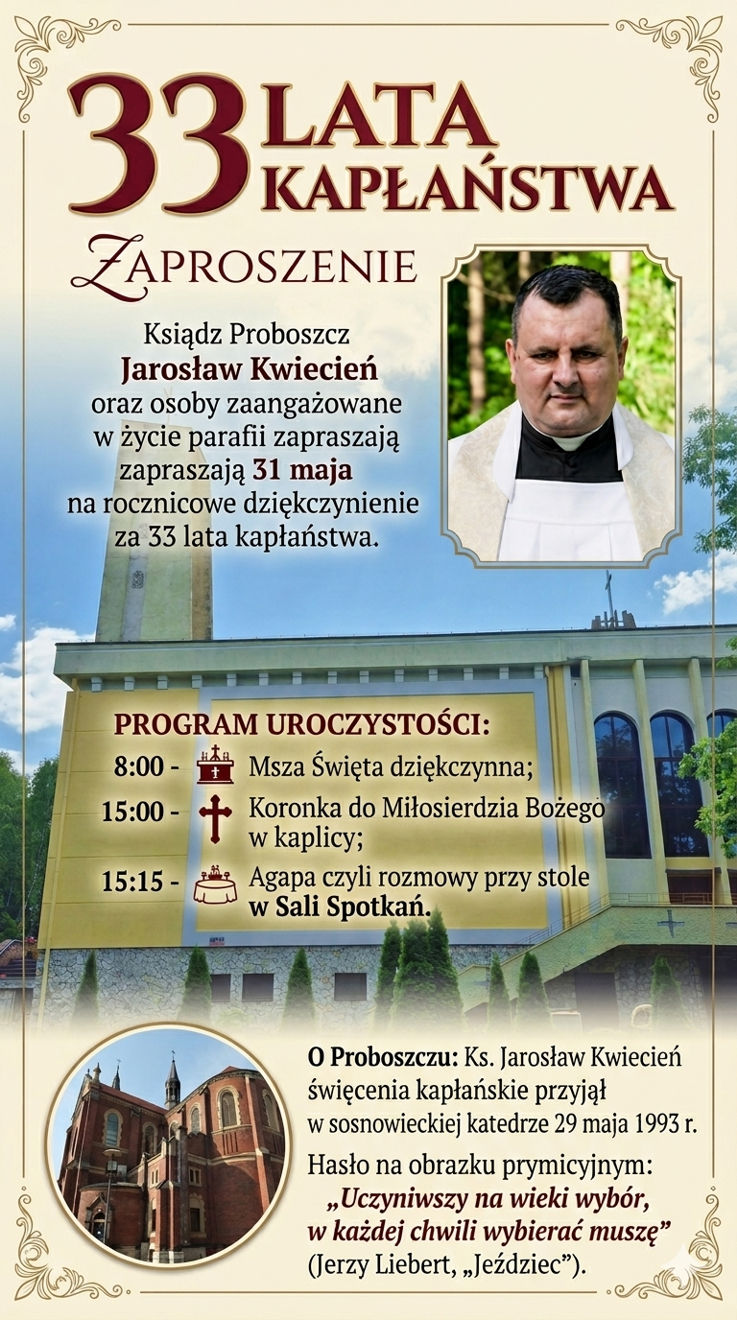 33 lata kapłaństwa (zaproszenie)