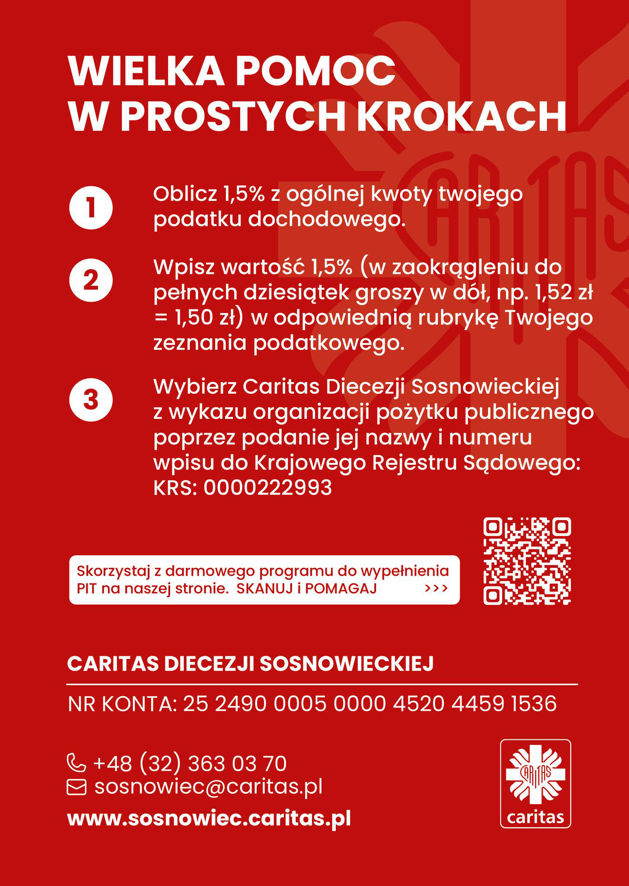 1,5 proc. na Caritas