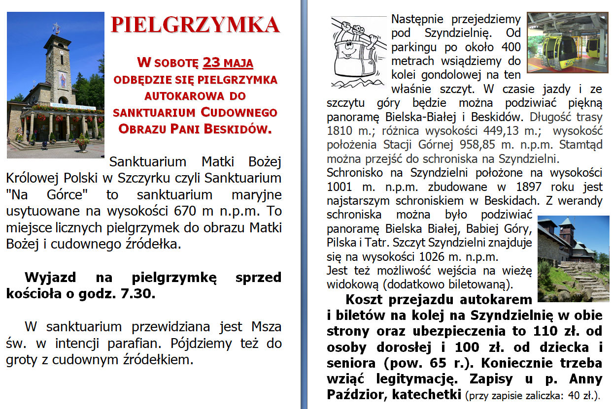 Pielgrzymka do Szczyrku (zapowiedź)