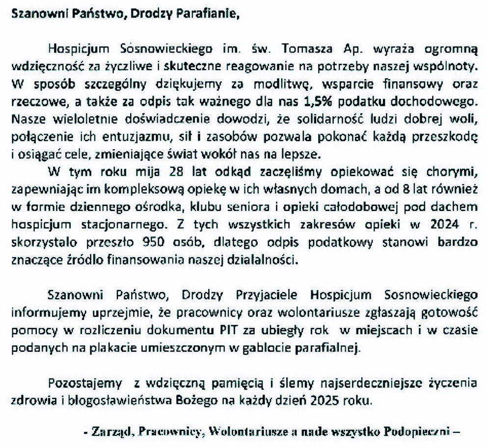 1,5% na Hospicjum